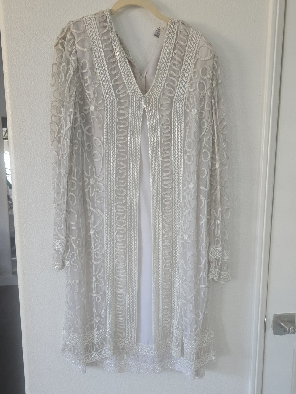 Sheer Lace Embroidered Duster Dress